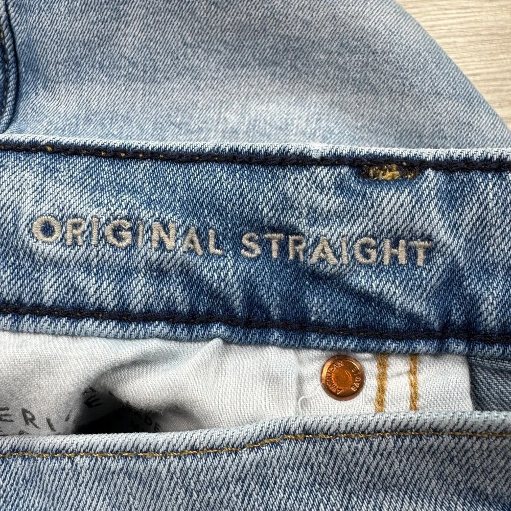 American Eagle Men's Jeans Original Straight Light Wash 34x36 Stretch Denim